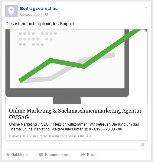 Nicht optimiertes Facebook-Snippet