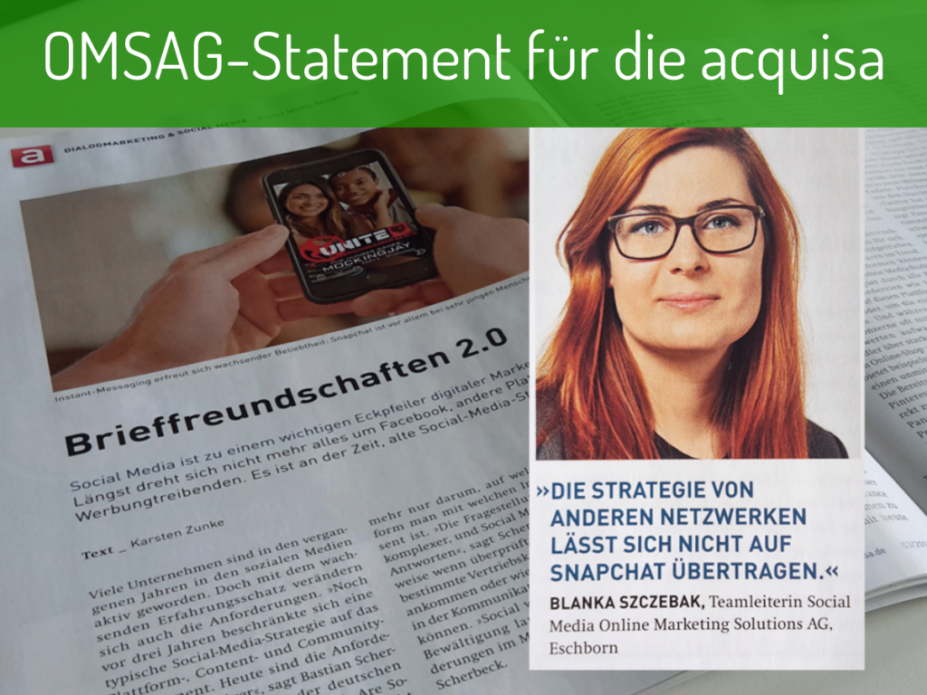 OMSAG-Blog: Statement Blanka Szczebak für acquisa-Artikel