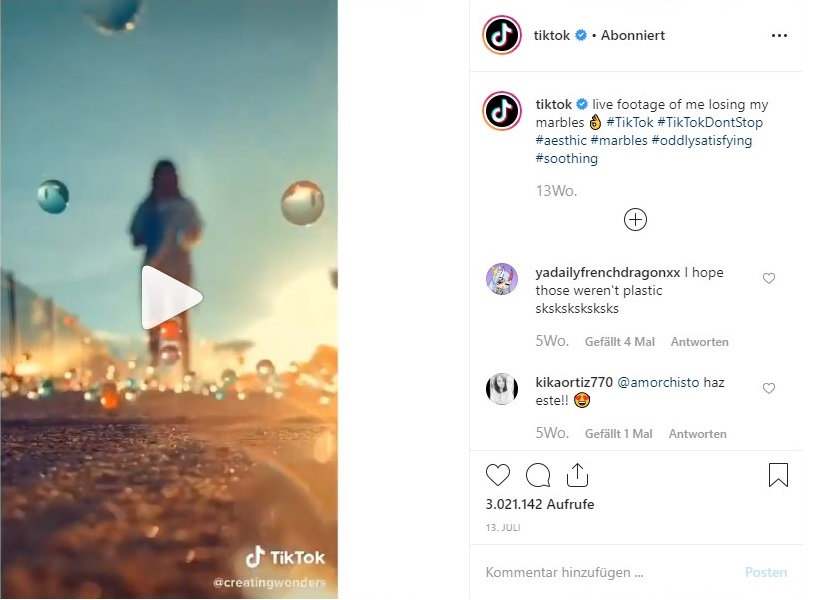 TikTok Beispiel Instagram